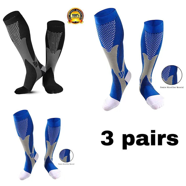Vigore - Unisex 3-Pack Sports & Compression Socks for Running