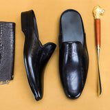 Maestro - Men's Engraved Burnished Leather Backless Loafers - Ashour Shoes