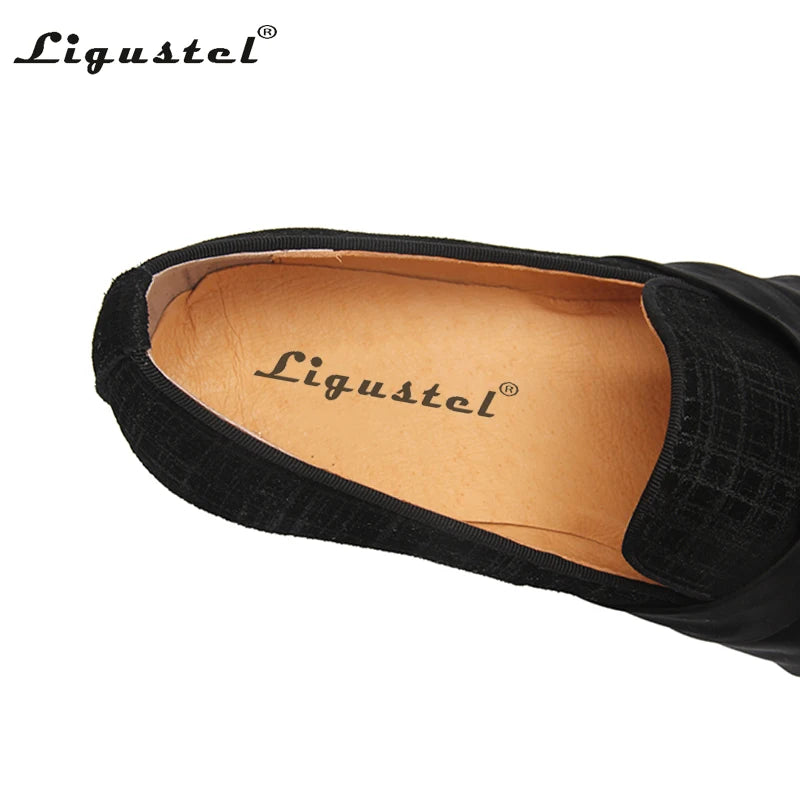 Ligustel Men Loafers Shoes Handmade Leisure Style Wedding Party Casual Shoes Men Flats Leather Working Black Shoes Big Size 13 - Ashour Shoes