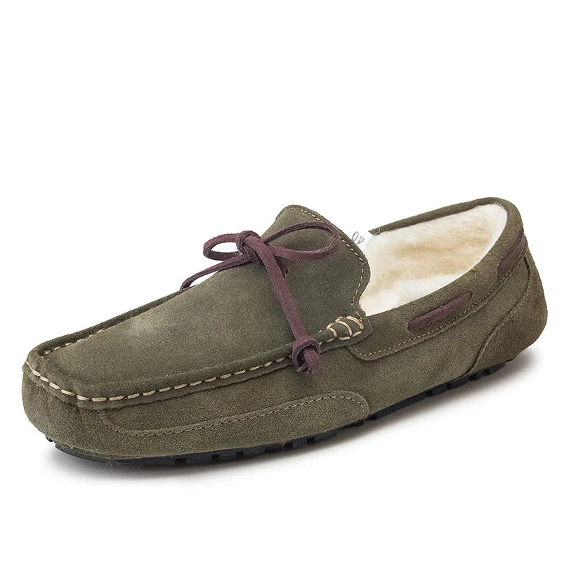 Morbido - Men's Plush Suede Fur-Lined Moccasin Driving Loafer - Ashour Shoes