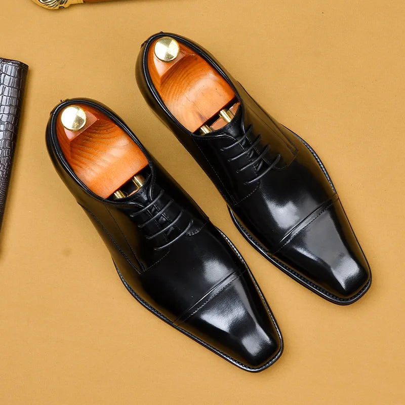 La Finezza 4 - Captoe Italian style leather derby Dress Shoes