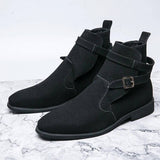Wibo - Fashion suede leather boots for men with buckle/belt detail - Ashour Shoes