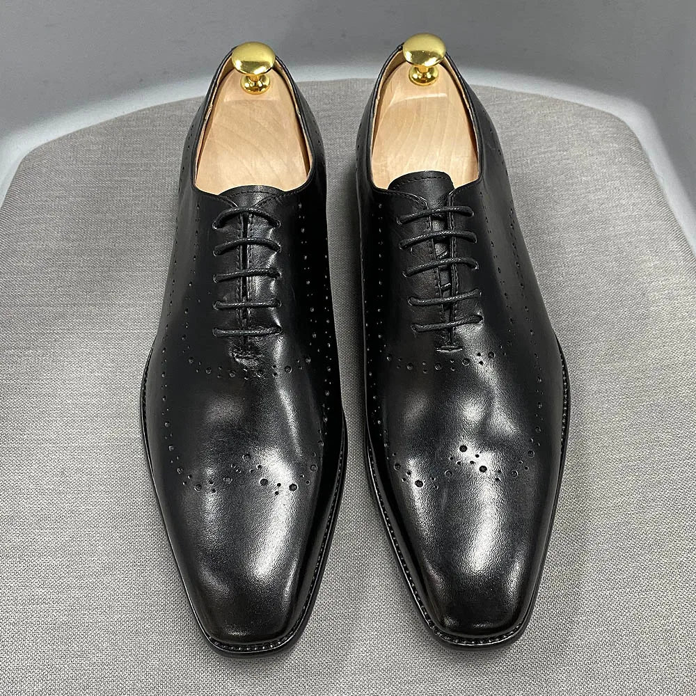 Punteggiato - luxury oxford leather dress shoes for men - Ashour Shoes