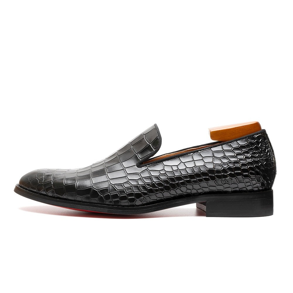 Rossi Luxx3 - Red bottom Crocodile Pattern Leather Loafers - Ashour Shoes