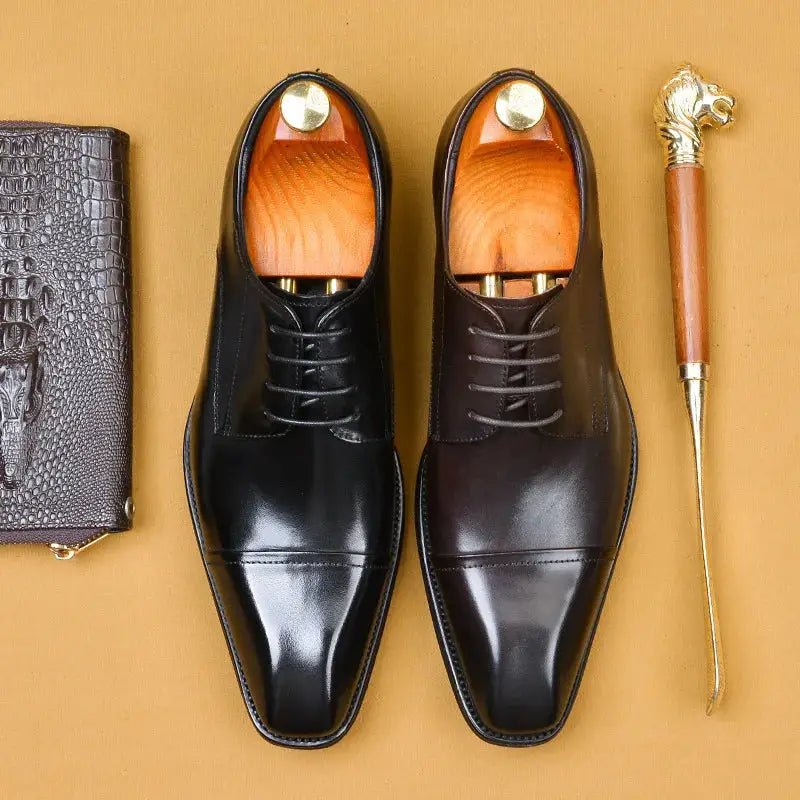 La Finezza 4 - Captoe Italian style leather derby Dress Shoes - Ashour Shoes
