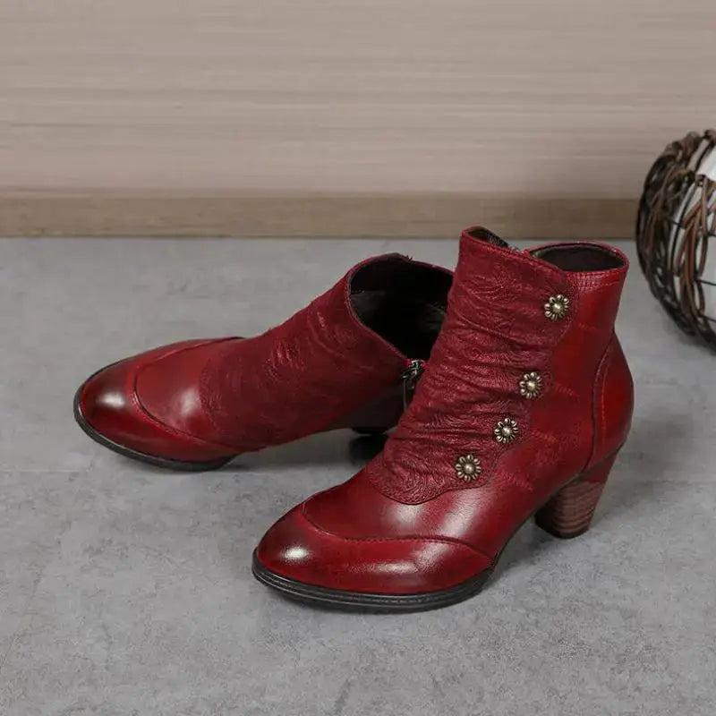 Girsby3 - colorful Retro leather booties for women - Ashour Shoes — view 2 of 9