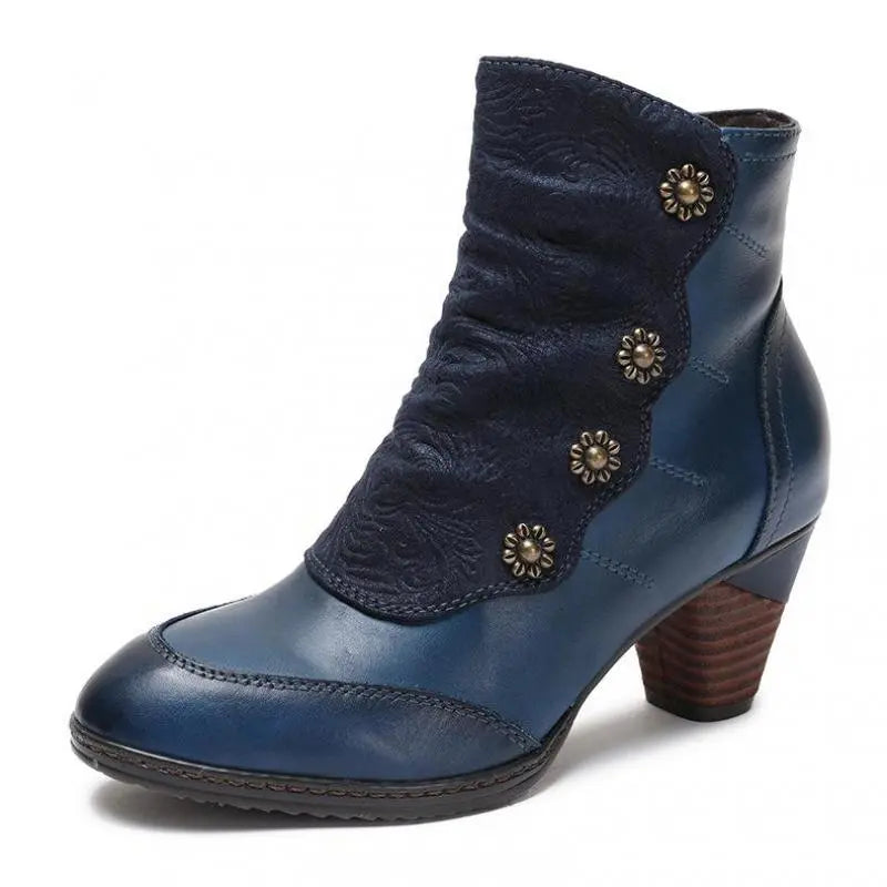 Girsby3 -  colorful Retro leather booties for women
