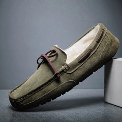 Morbido - Men's Plush Suede Fur-Lined Moccasin Driving Loafer - Ashour Shoes