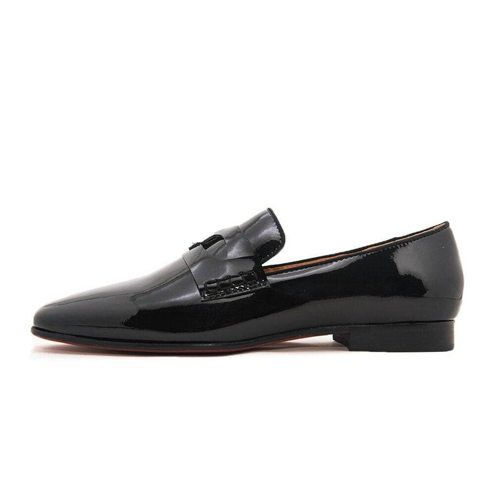 JSM - Luxury Glossy Red bottom leather loafers for men