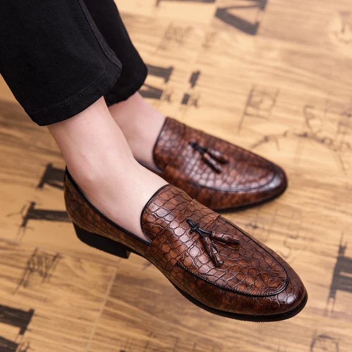 Refendi - Alligator print tassel loafers for men