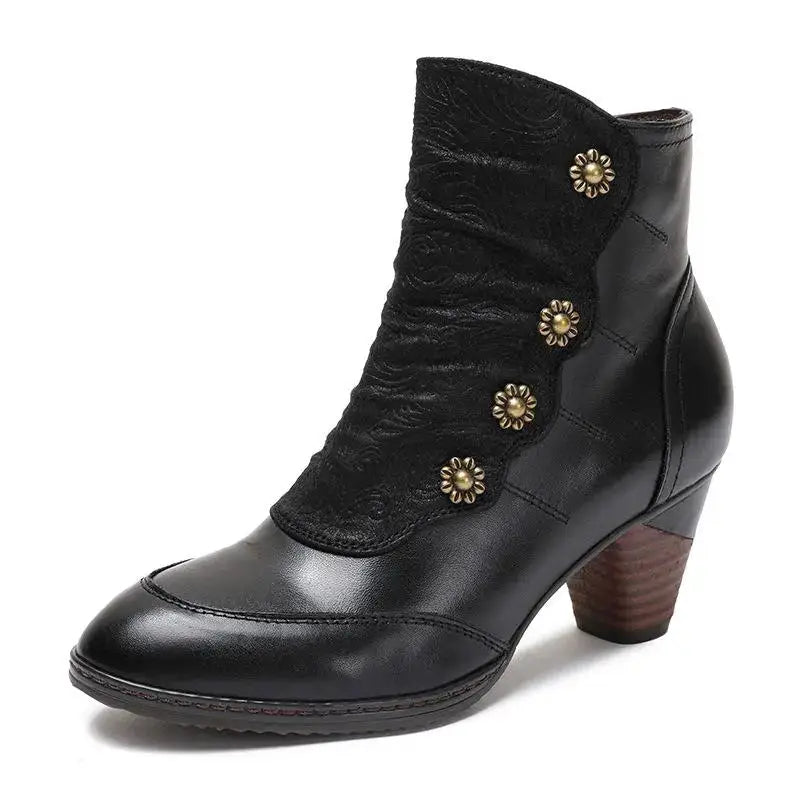Girsby3 - colorful Retro leather booties for women - Ashour Shoes — view 6 of 9