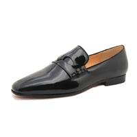 JSM - Luxury Glossy Red bottom leather loafers for men