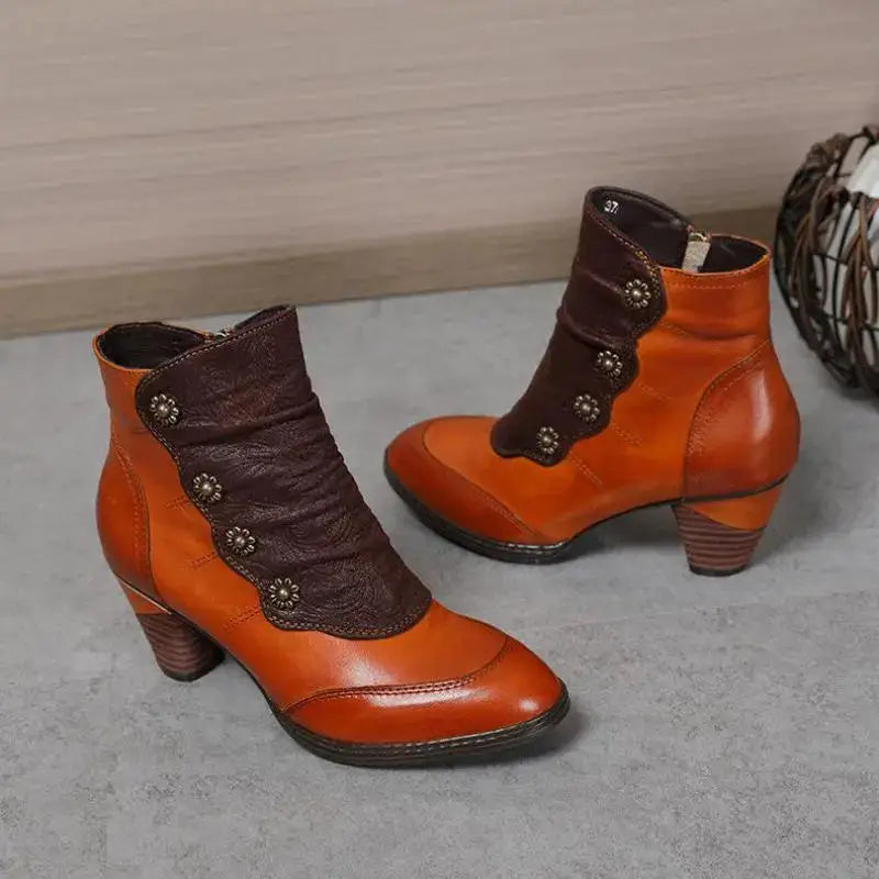 Girsby3 - colorful Retro leather booties for women - Ashour Shoes — view 3 of 9