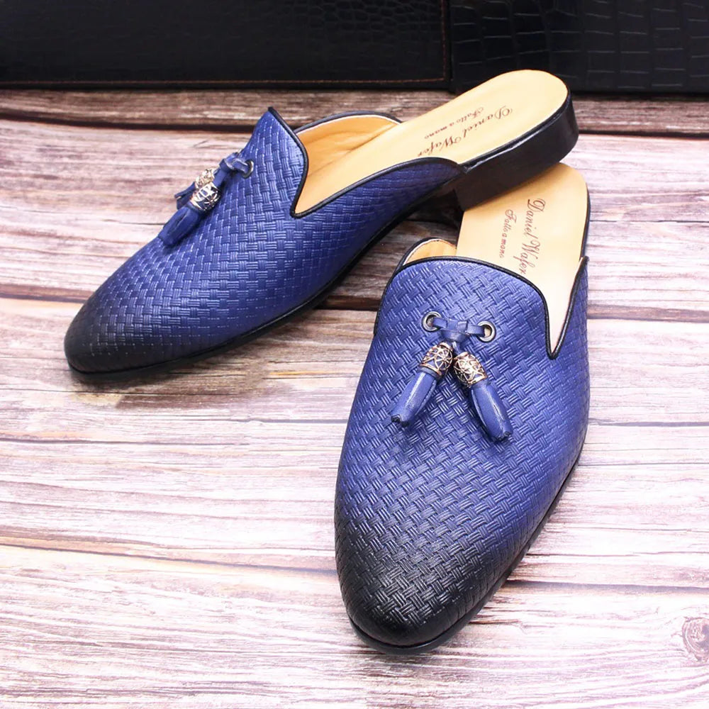 The Momo - Luxury leather tassel men's mules/backless loafers - Ashour Shoes