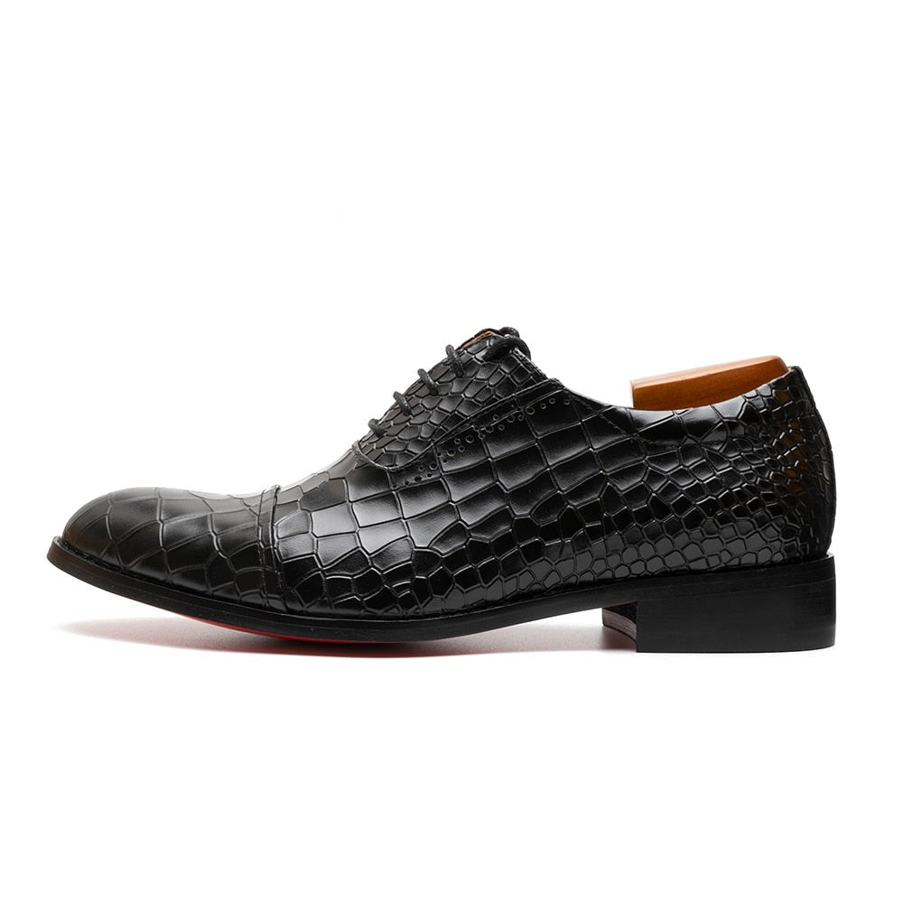 Rossi Luxx2 - Red bottom sole Crocodile Pattern Leather Oxford Shoes - Ashour Shoes