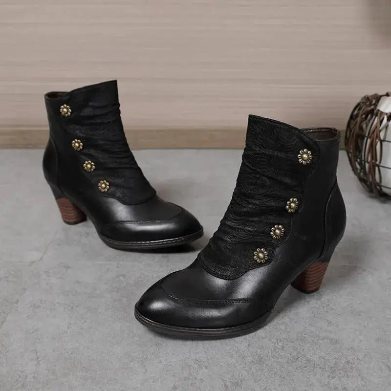 Girsby3 - colorful Retro leather booties for women - Ashour Shoes — view 4 of 9