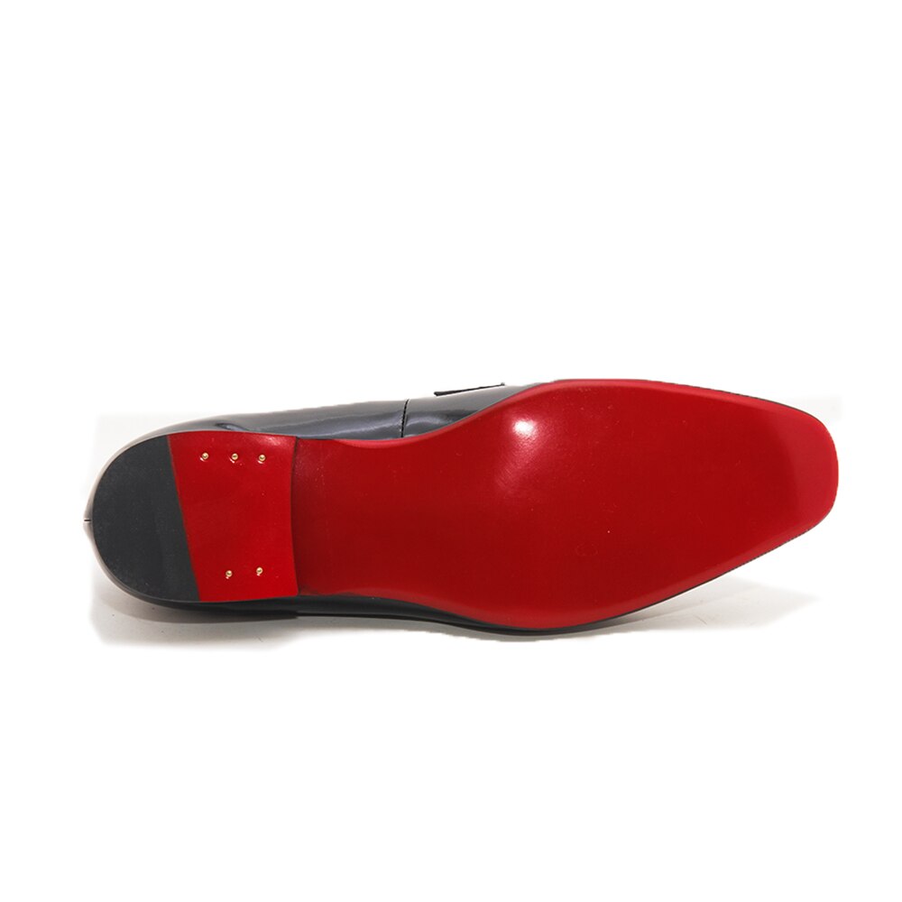 JSM - Luxury Glossy Red bottom leather loafers for men
