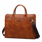 Bulini - Men's Split Leather Business Briefcase – 14-Inch Laptop Bag with Multi-Pocket Design - Ashour Shoes