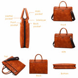 Bulini - Men's Split Leather Business Briefcase – 14-Inch Laptop Bag with Multi-Pocket Design - Ashour Shoes
