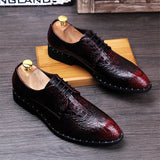 Roveno – Alligator & Crocodile Print Dress Shoes - Men’s Vegan Leather Derby Shoes - Ashour Shoes