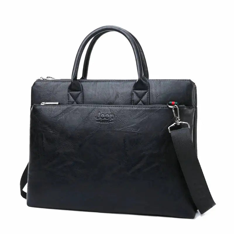 Bulini - Men's Split Leather Business Briefcase – 14-Inch Laptop Bag with Multi-Pocket Design - Ashour Shoes
