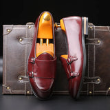 Monaco - Men's Elegant Burgundy Double Monk Strap Loafers - Ashour Shoes