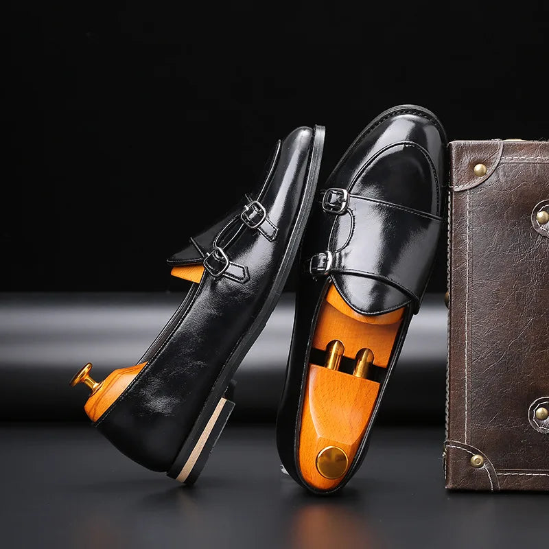 Monaco - Men's Elegant Burgundy Double Monk Strap Loafers - Ashour Shoes