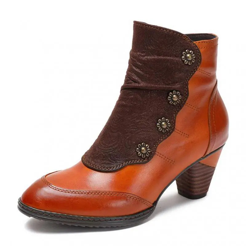 Girsby3 -  colorful Retro leather booties for women