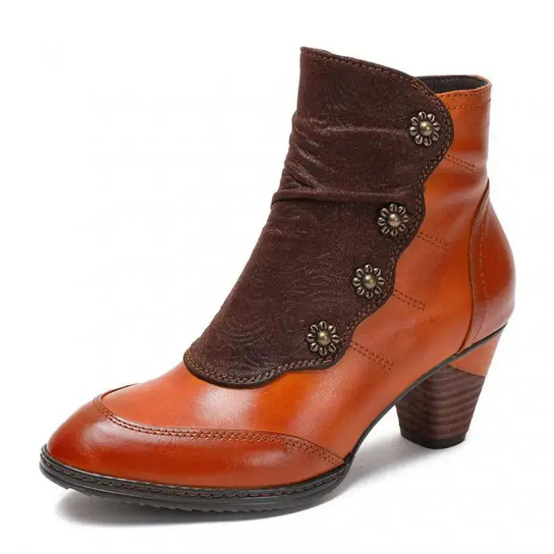 Girsby3 - colorful Retro leather booties for women - Ashour Shoes — view 5 of 9