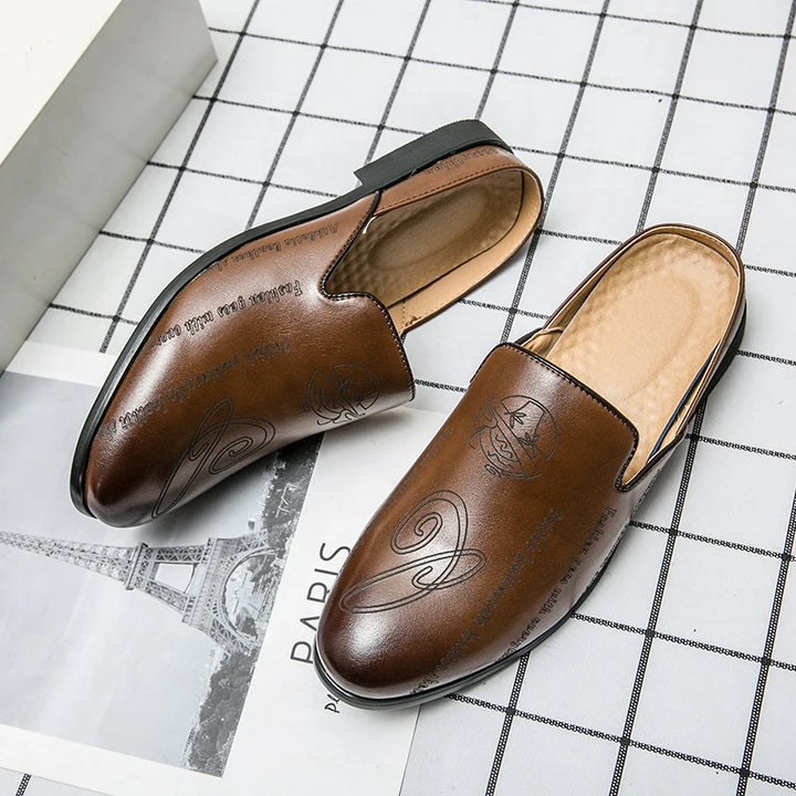 The Napul - Italian Style Leather Mules for men /Backless/Loafers half shoes