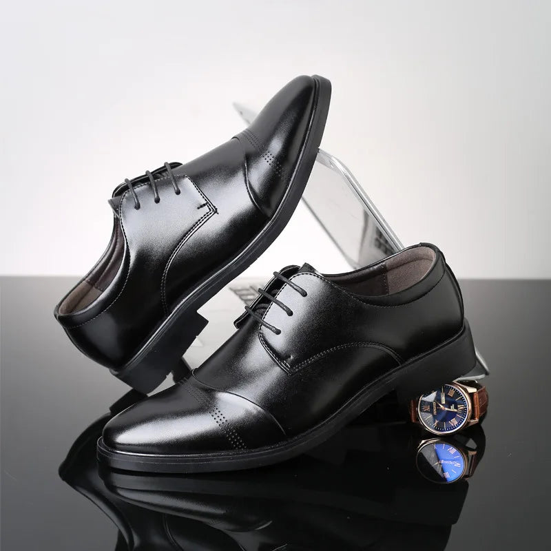 Vareon – Classic Modern Derby Captoe Dress Shoes for Men Vegan Leather - Ashour Shoes