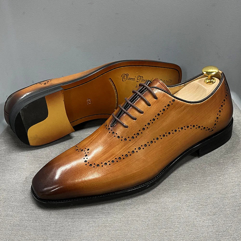 Punteggiato - luxury oxford leather dress shoes for men - Ashour Shoes