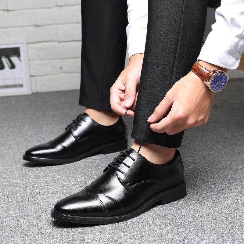 Vareon – Classic Modern Derby Captoe Dress Shoes for Men Vegan Leather - Ashour Shoes