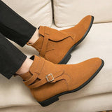 Wibo - Fashion suede leather boots for men with buckle/belt detail - Ashour Shoes