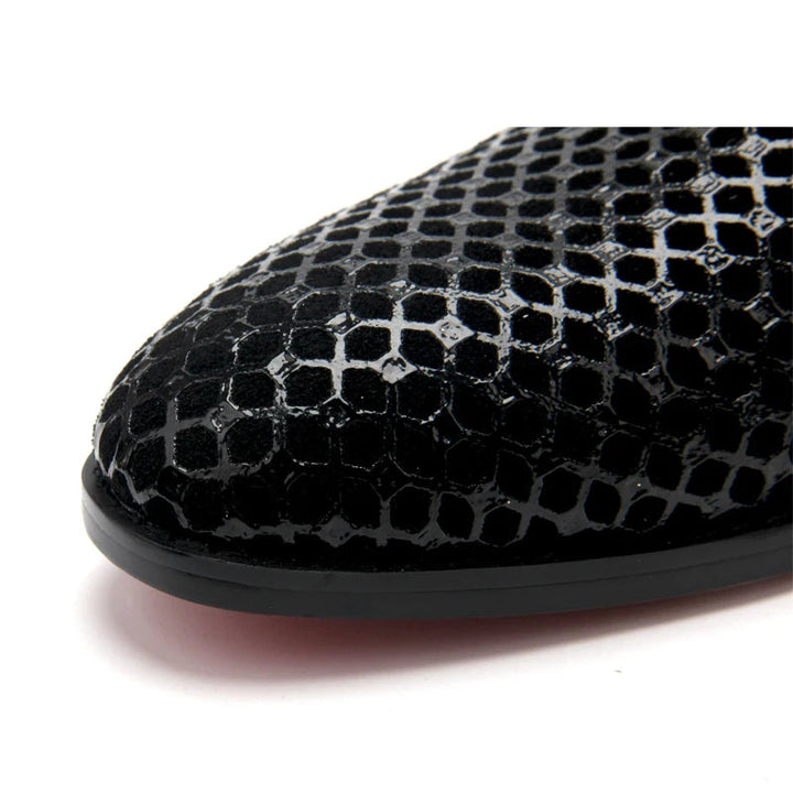 Nobile2 - Men's Black Dress Loafers with Bow Accent