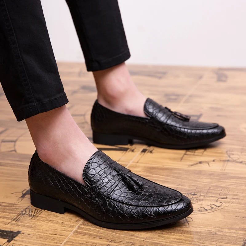 Refendi - Alligator print tassel loafers for men