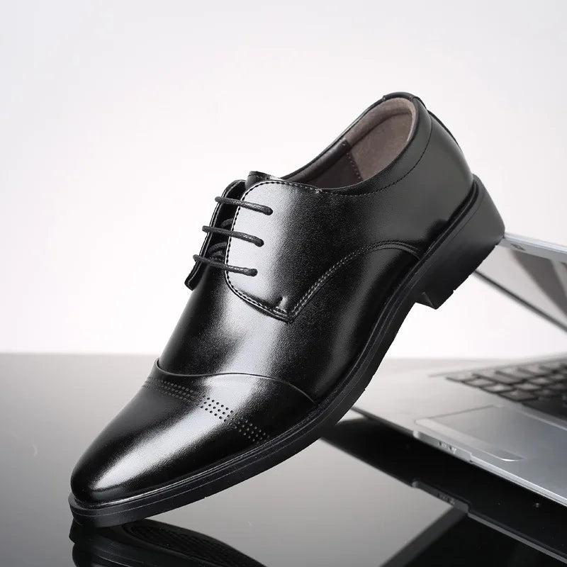 Vareon – Classic Modern Derby Captoe Dress Shoes for Men Vegan Leather - Ashour Shoes