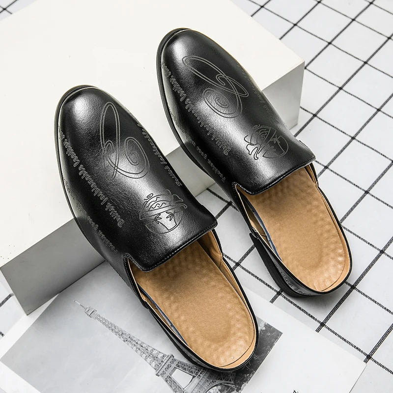 The Napul - Italian Style Leather Mules for men /Backless/Loafers half shoes