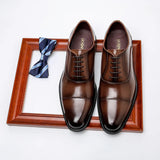 Signore - Men's Elegant Polished Leather Cap Toe Oxford Dress Shoes - Ashour Shoes