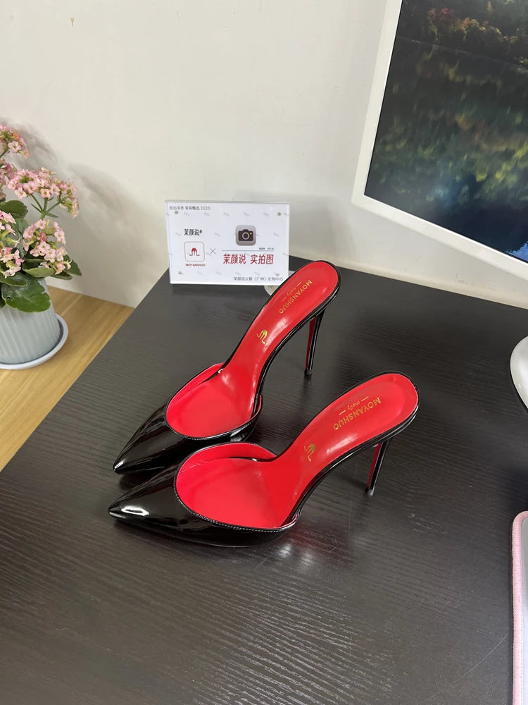 POX3 - Red Bottom High Heels in Patent Leather Pointed Toe Stiletto Pumps for Women - Ashour Shoes