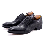 Magnifico - Men's Luxury Red Leather Textured Oxford Dress Shoes - Ashour Shoes