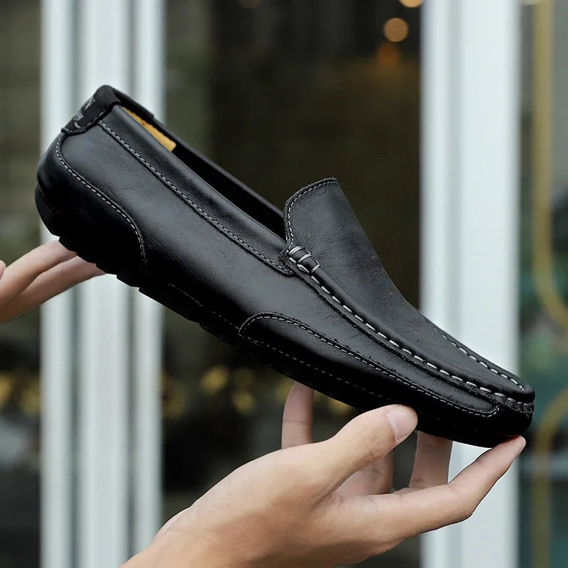 Stile - Men's Breathable Genuine Leather Driving Loafers - Ashour Shoes