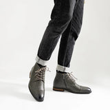 Averon – Men’s Vegan Leather zip up Boots – Cap Toe Lace-Up Ankle Dress Boots - Ashour Shoes