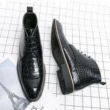 Bromley – Men’s Alligator-Print Leather Ankle Boots – Winter Dress Boots - Ashour Shoes