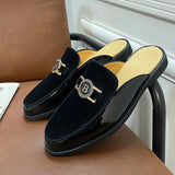 Stilare - Men's Elegant Suede & Patent Leather Loafer Mules - Ashour Shoes