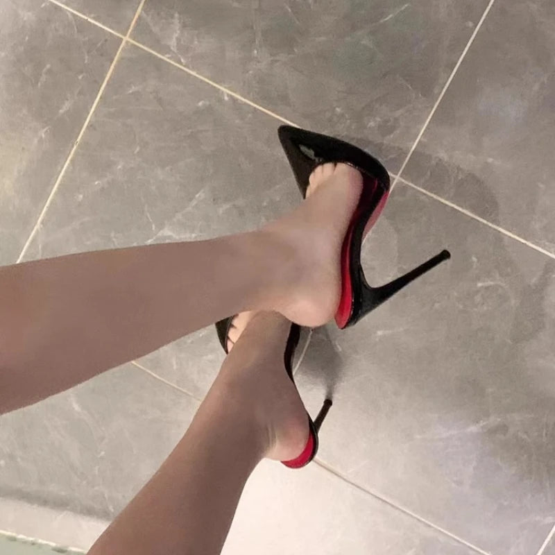POX3 - Red Bottom High Heels in Patent Leather Pointed Toe Stiletto Pumps for Women - Ashour Shoes