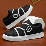 Stile - Men's Modern Slip-On Leather Sneakers with Elastic Straps - Ashour Shoes