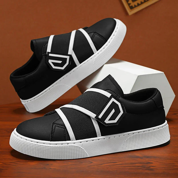 Stile - Men's Modern Slip-On Leather Sneakers with Elastic Straps