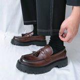 Stile - Men's Polished Leather Chunky Tassel Loafers - Ashour Shoes