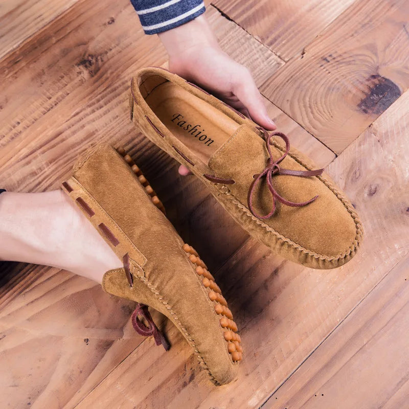 Navero – Men’s Suede Leather Boat Shoes – Driving Loafers - Ashour Shoes